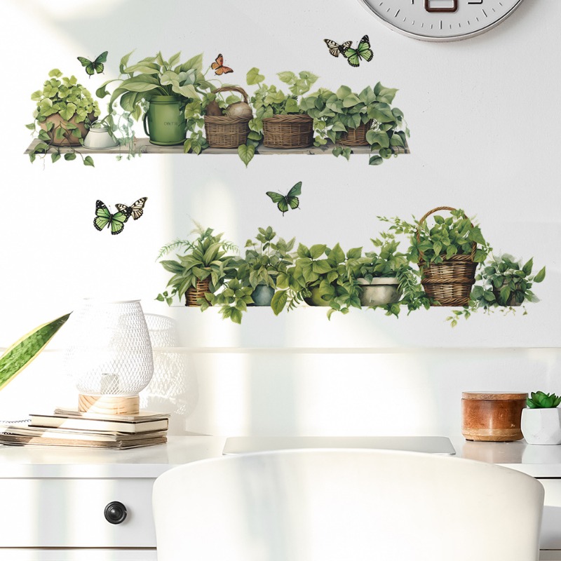 3D Printing Vase - Tropical Green Plants Potted Butterfly Fly
