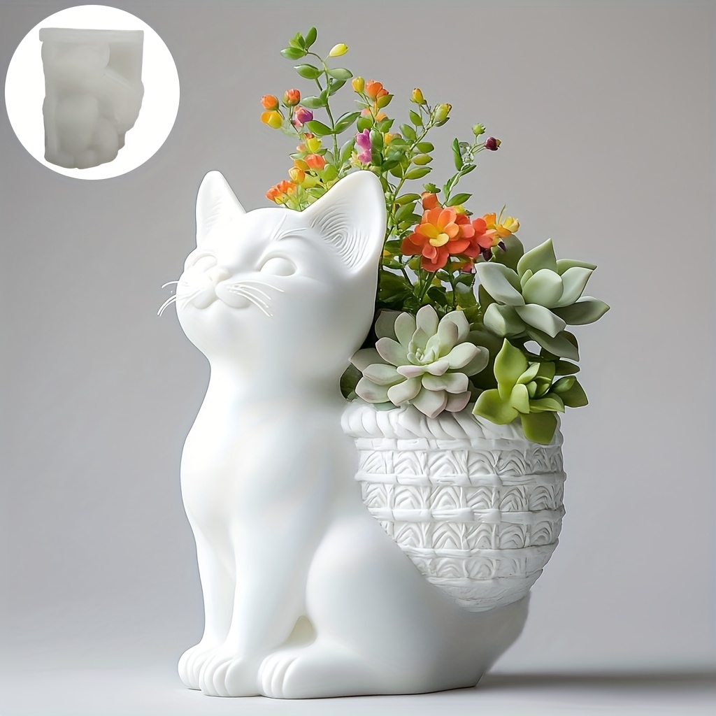 3D Printing Vase - DIY 3D Squatting cat succulent plant