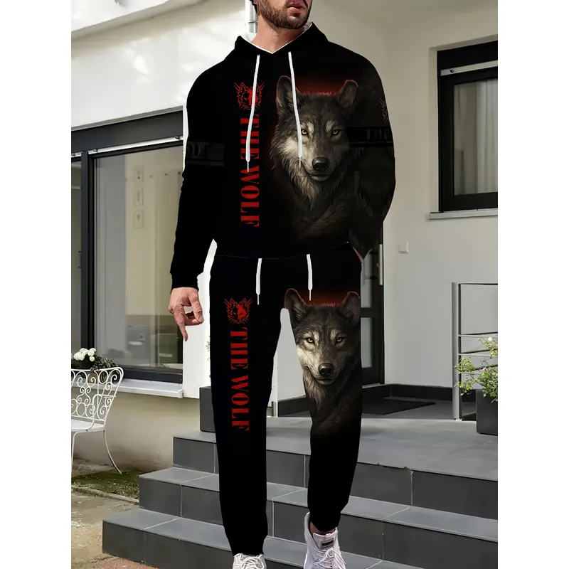 3D Printing Design - Men's Fashion Sweater Set Wolf Pattern