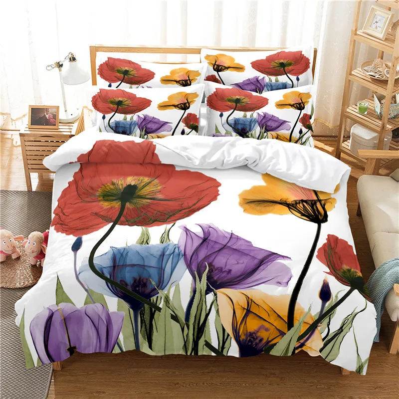 Flowers Bedding Set Duvet Cove - 3D Printing Drawing review and price