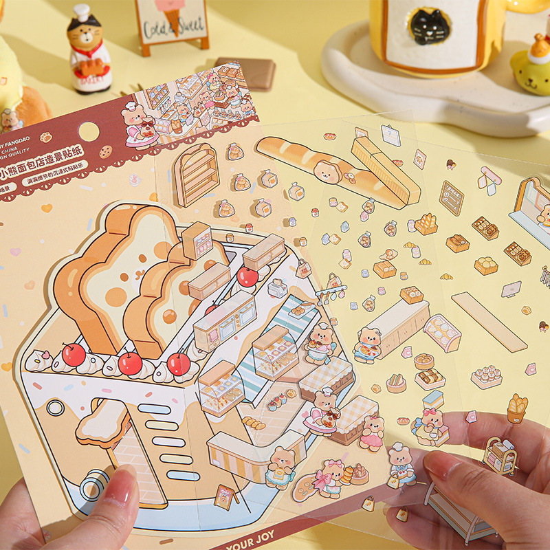 Cream Bear PET Diorama Sticker - 3D Printing Construction review and price