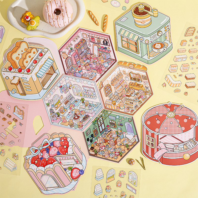 Cream Bear PET Diorama Sticker - 3D Printing Construction review and price