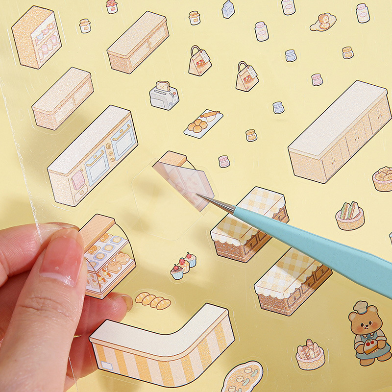 Cream Bear PET Diorama Sticker - 3D Printing Construction review and price
