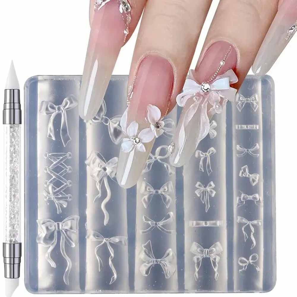 1Pcs 3D Bowknot Silicone Nail  - 3D Printing Template review and price