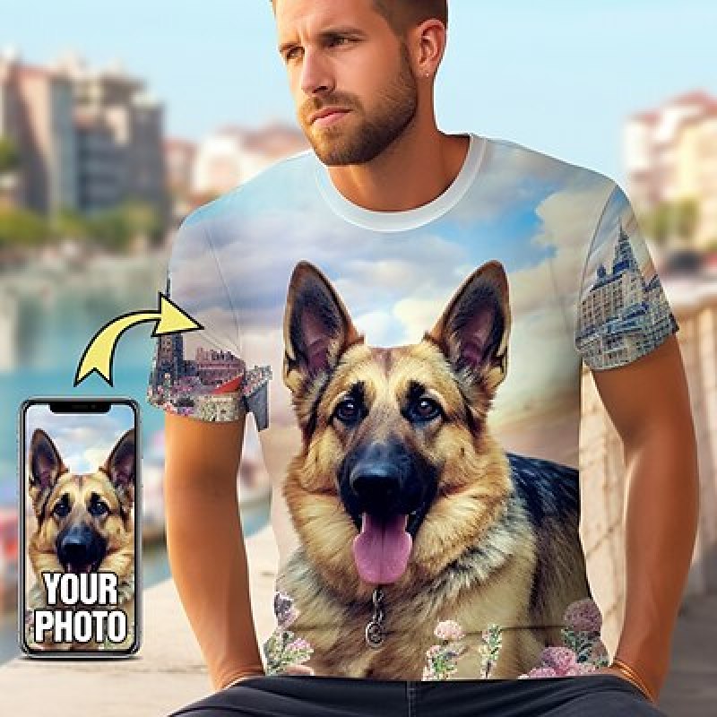Custom Pet T Shirt for Men Des - 3D Printing Drawing review and price